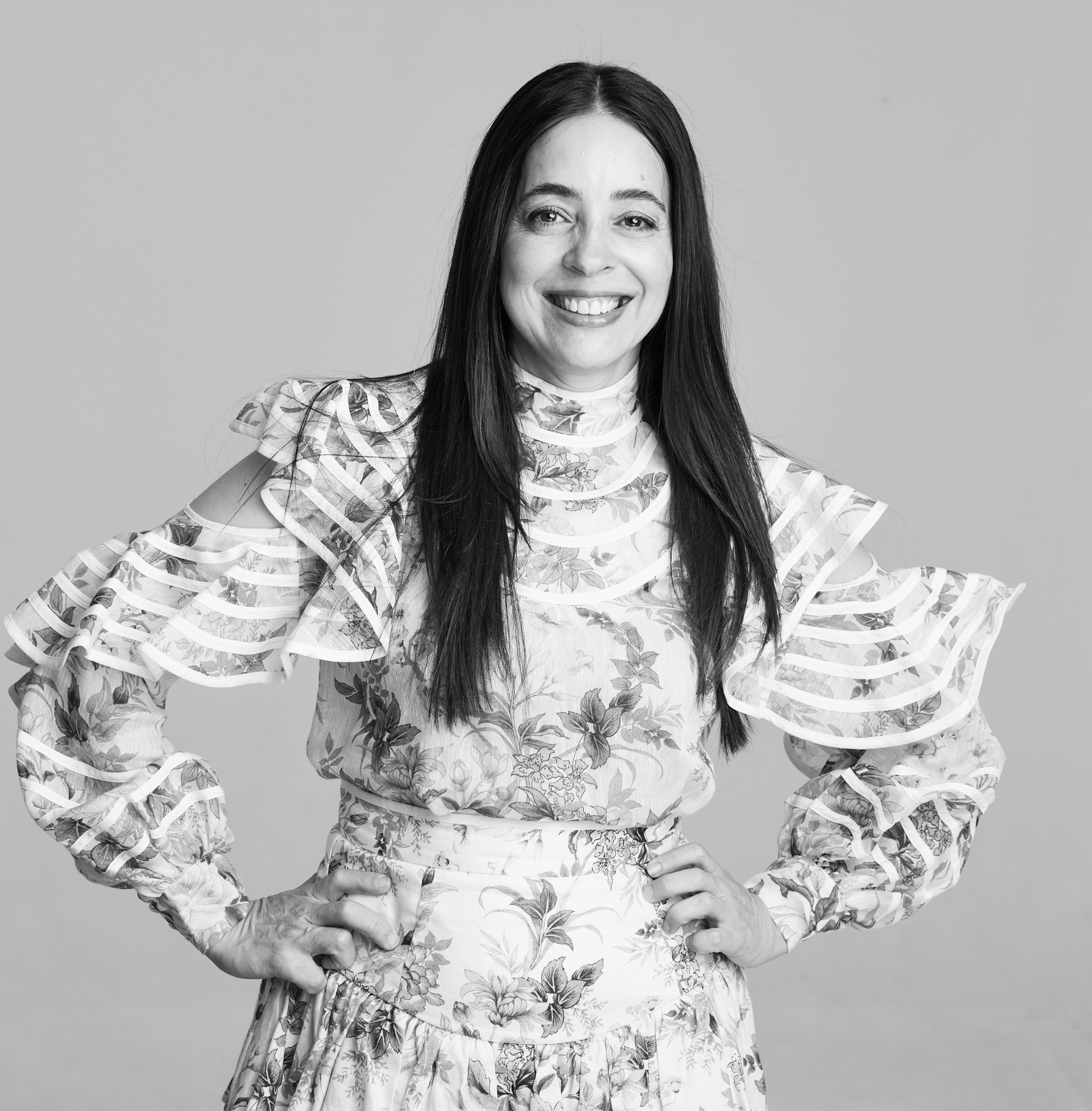 Black-and-white studio portrait of Perth house DJ JoNisha